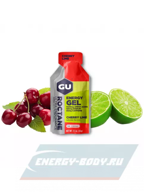 Энергетический гель GU ENERGY GU ROCTANE Energy Gel 35mg caffeine 32 г, Вишня-Лайм