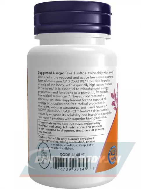 NOW FOODS Ubiguinol CoQH-CF Убихинол активная форма CoQ10 — 50 мг 60 гелевые капсулы