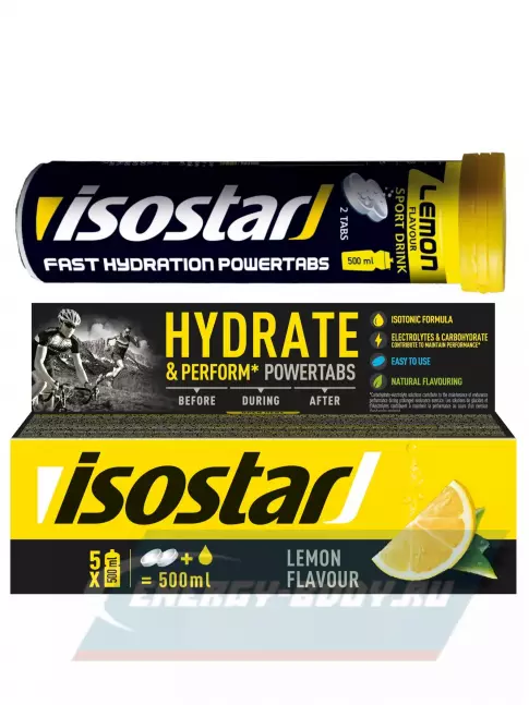 Isostar Изотонический напиток Powertabs 1 банка x 5 порций, Лимон Isostar Изотонический напиток Powertabs 1 банка x 5 порций, Лимон