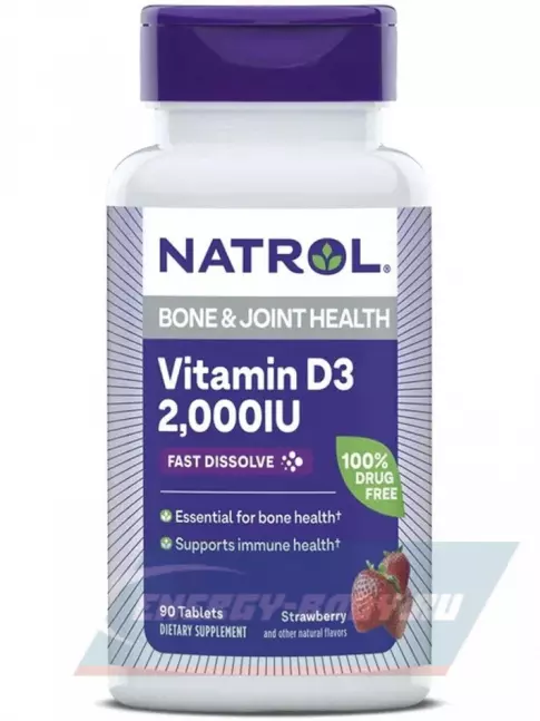  Natrol Vitamin D3 2000 IU F/D 90 таблеток, Клубника