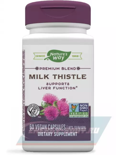  Nature's Way Milk Thistle, Supports Liver Function 60 веган капсул