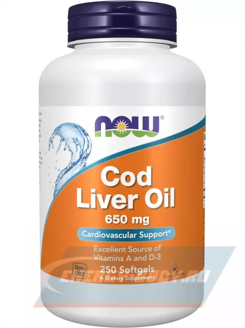 Omega 3 NOW FOODS Cod Liver Oil 650 mg 250 мягкий капсул