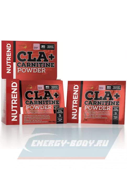Omega 3 NUTREND CLA + CARNITINE POWDER 10 x 12 г, Вишня-Пунш