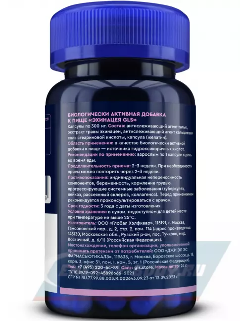  GLS pharmaceuticals Эхинацея (экстракт) 100 мг 60 капсул