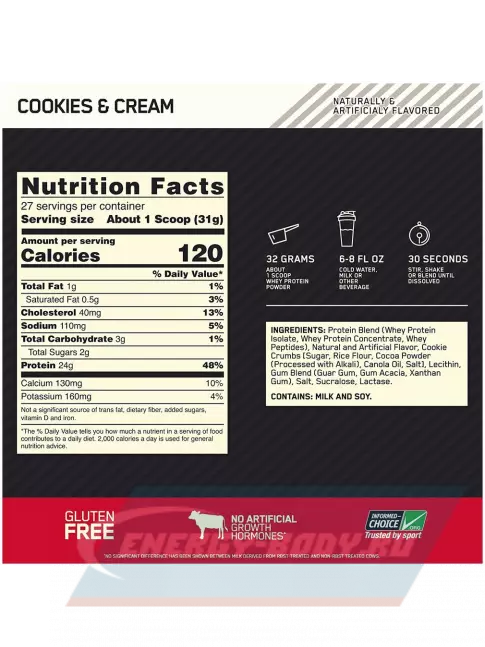  Optimum Nutrition 100% Whey Gold Standard 837 г, Печенье крем