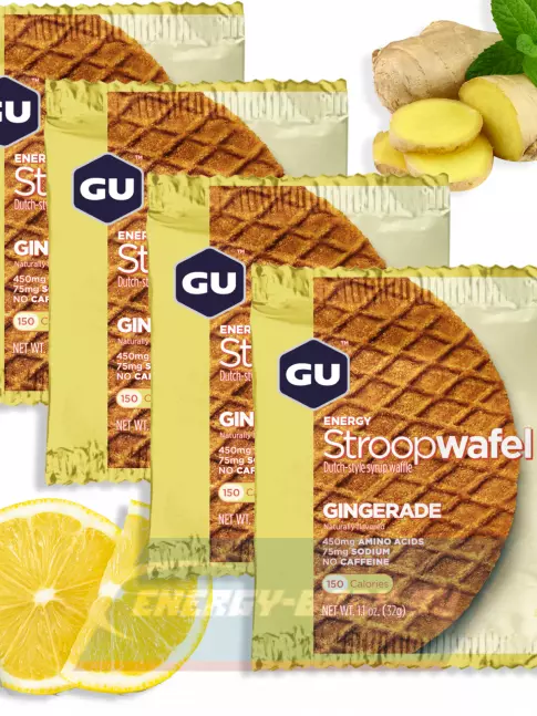 Батончик энергетический GU ENERGY GU ENERGY STROOPWAFEL no caffeine 4 x 32 г, Имбирь