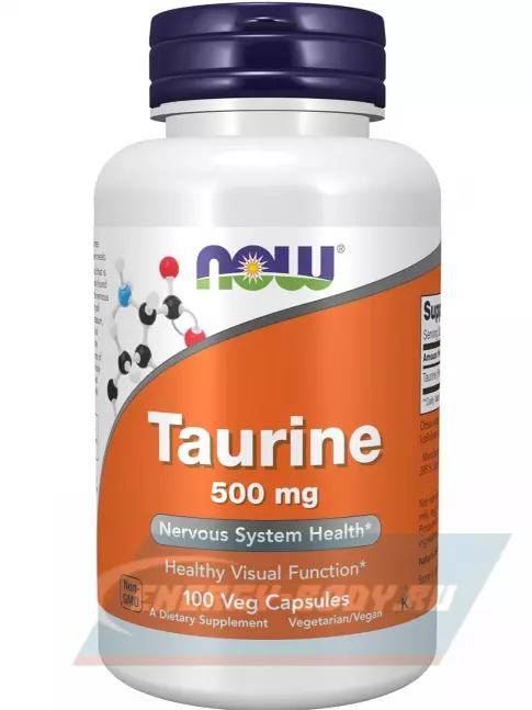 Аминокислотны NOW FOODS Taurine 500 mg 100 веган капсул