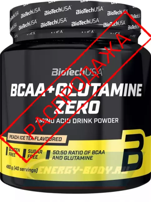 ВСАА BioTechUSA BCAA + Glutamine Zero 1 x 480 г, Персиковый холодный чай