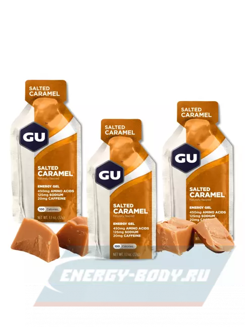 Энергетический гель GU ENERGY GU Original Energy Gel 20mg caffeine 3 x 32 г, Соленая карамель