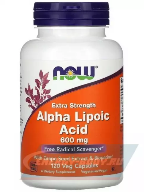  NOW FOODS Alpha Lipoic Acid 600 mg 120 веган капсул