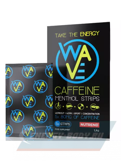 Энергетик NUTREND Wave Caffeine menthol strips 10 x 5 полосок, Ментол