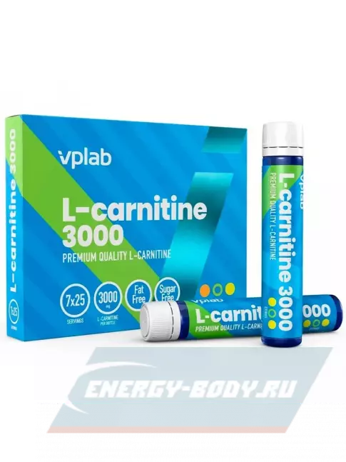 L-Карнитин VP Laboratory L-Сarnitine Liquid 3000 мг 7 ампул x 25мл, Цитрус