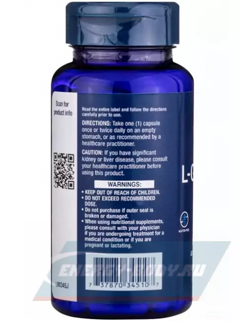 Глютамин Life Extension L-Glutamine 500 mg 100 капсул