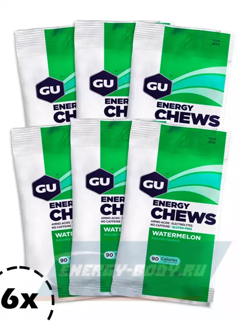 Восстановление GU Energy Labs Мармеладки GU Energy Chews 6 x 60 г, Арбуз