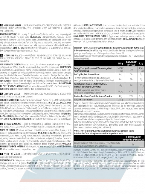  BioTechUSA Citrulline Malate 3000 mg 300 г, Лайм