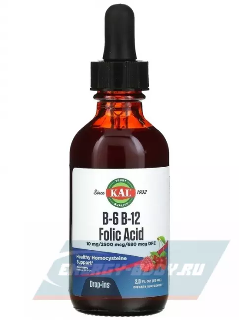  KAL B-6 B-12 Folic Acid DropIns 59 мл, Ягодный микс