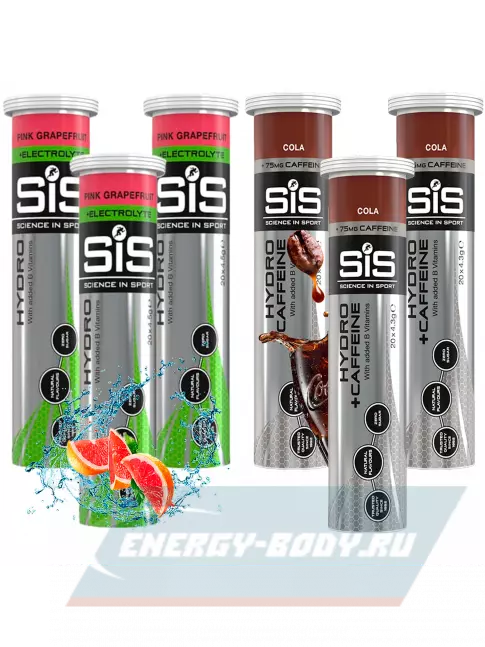  SCIENCE IN SPORT (SiS) GO Hydro Tablet 20s_3 6 x 20 таблеток, Розовый грейпфрут, Кола
