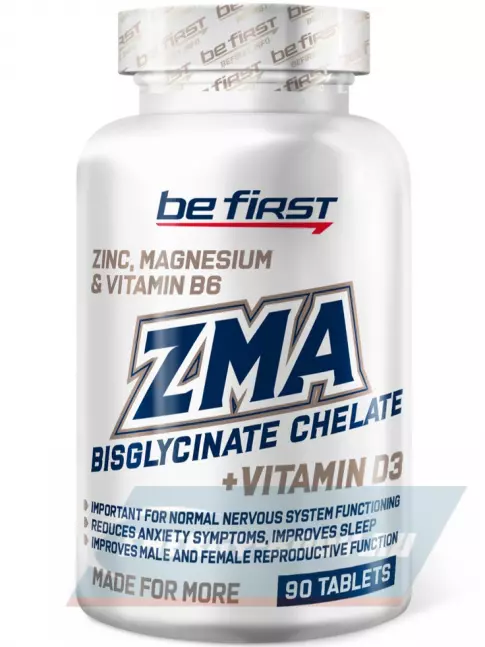  Be First ZMA Chelate + vitamin D3 (ЗМА бисглицинат хелат + Д3) 90 таблеток