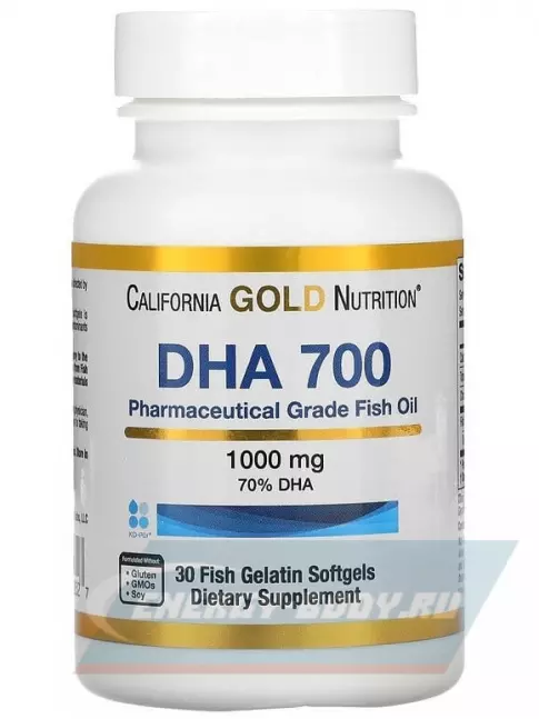 Omega 3 California Gold Nutrition DHA 700 Fish Oil, Pharmaceutical Grade, 1000 mg 30 капсул