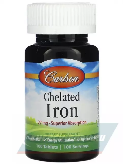 Минералы Carlson Labs Chelated Iron 100 таблеток