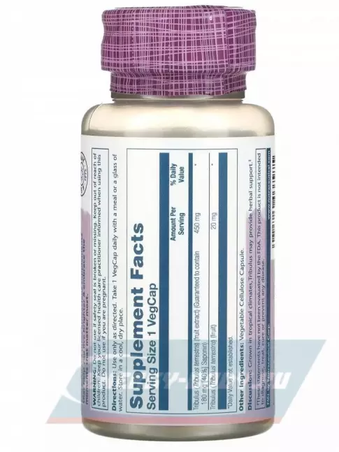  Solaray Tribulus Extract 450 mg 60 веганских капсул