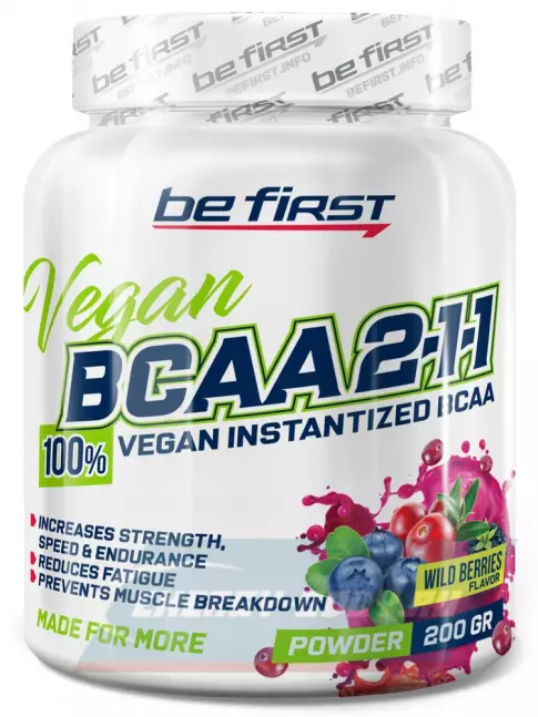 ВСАА Be First BCAA 2:1:1 Vegan powder 200 г, Лесные ягоды