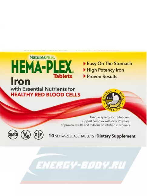 Минералы NaturesPlus Hema-Plex в коробке 10  таблеток