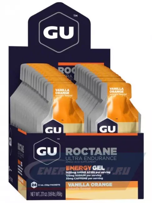 Энергетический гель GU ENERGY GU ROCTANE Energy Gel 35mg caffeine 24 x 32 г, Ваниль-Апельсин