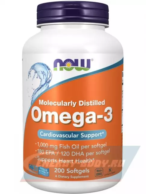 Omega 3 NOW FOODS Omega-3 Fish Oil 1000 mg 2 х 200 гелевых капсул