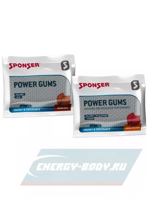 Восстановление SPONSER RED POWER GUMS + кофеин 150mg 2 x 10 конфет, Фруктовый микс