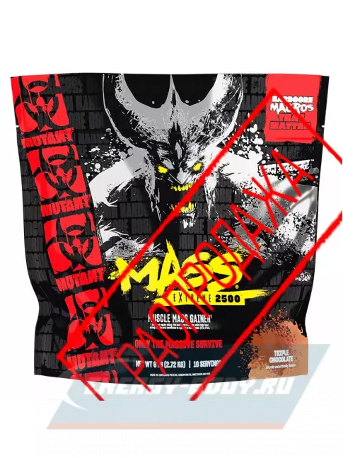 Гейнер Mutant Mass Extreme 2500 2720 г, Тройной шоколад Гейнер Mutant Mass Extreme 2500 2720 г, Тройной шоколад