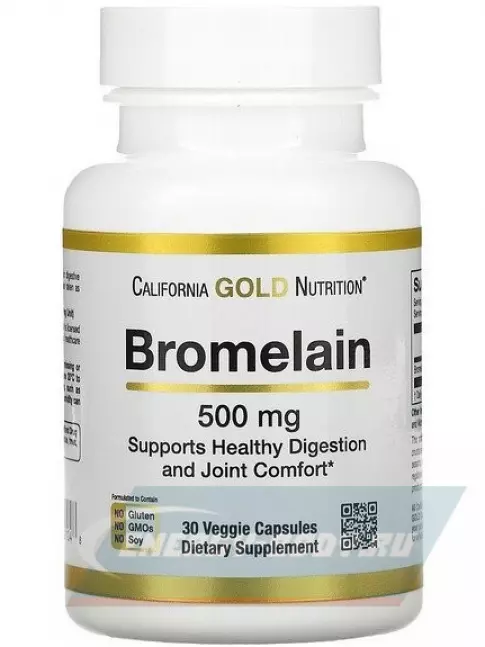  California Gold Nutrition Bromelain 500 mg 30 веган капсул
