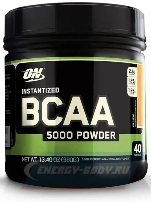 ВСАА Optimum Nutrition BCAA 5000 Powder 2:1:1 380 г, Апельсин