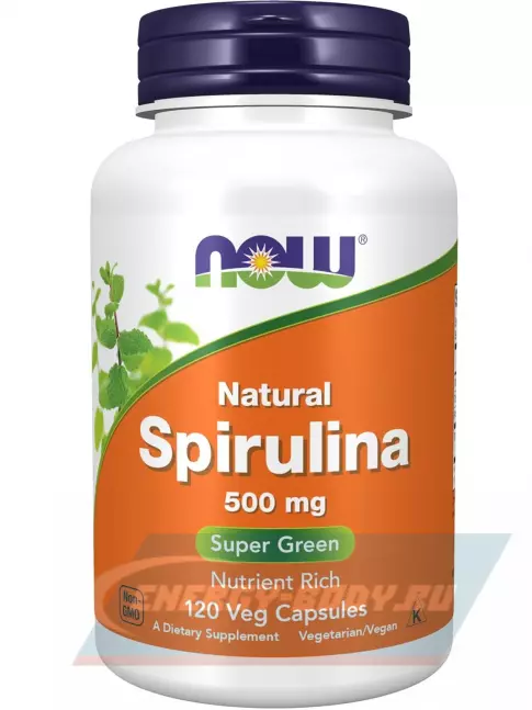 NOW FOODS Spirulina 500 mg 120 веган капсул  NOW FOODS Spirulina 500 mg 120 веган капсул