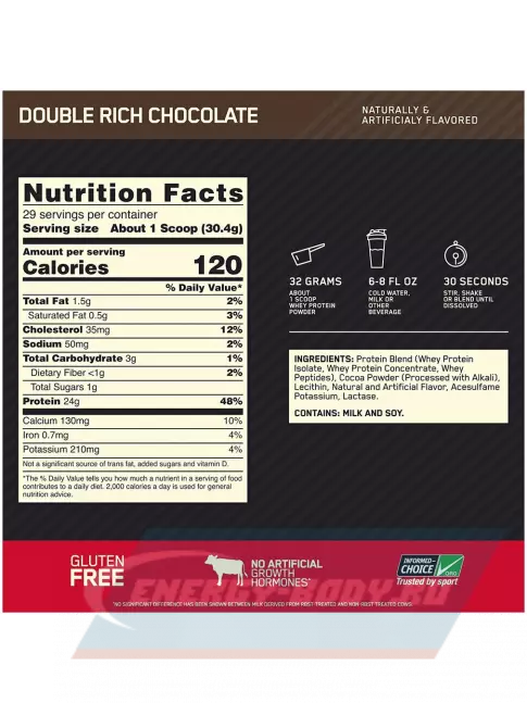  Optimum Nutrition 100% Whey Gold Standard 907 г, Двойной шоколад