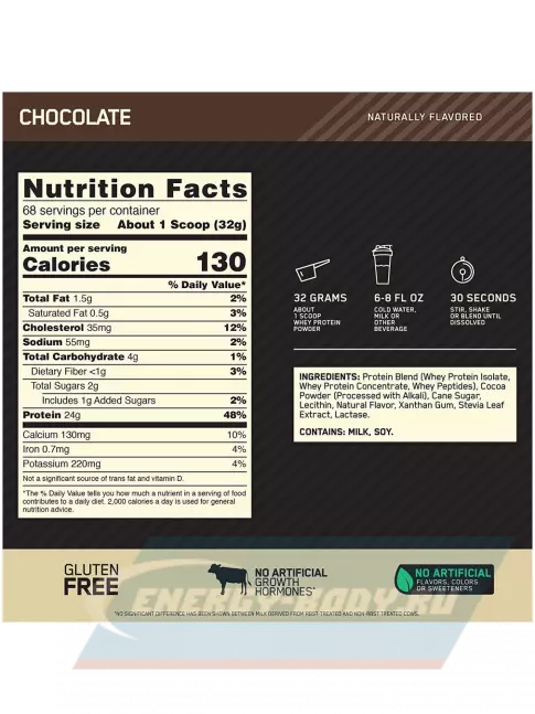  Optimum Nutrition Naturally Flavored Gold Standard 100% Whey 2170 г, Шоколад