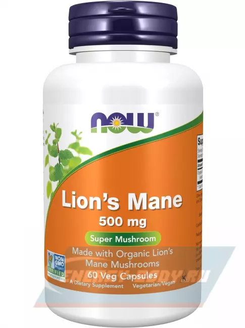  NOW FOODS Lion's Mane 500 mg 60 веган капсул