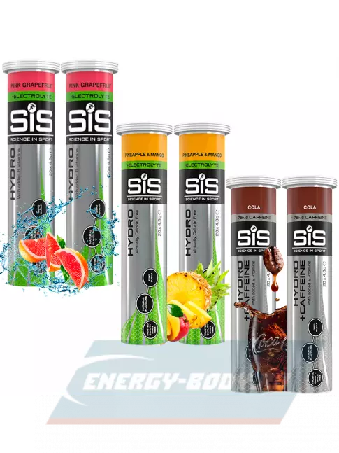  SCIENCE IN SPORT (SiS) GO Hydro Tablet 20s 6 x 20 таблеток, Розовый грейпфрут, Ананас - Манго, Кола
