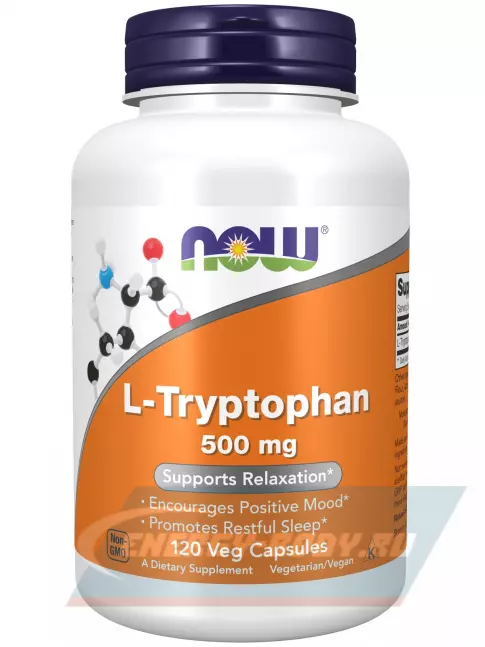 Аминокислотны NOW FOODS L-Tryptophan 500 mg 120 веган капсул