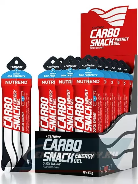 Энергетический гель NUTREND Carbosnack 60mg caffeine саше 18 шт x 50 г, Голубая малина