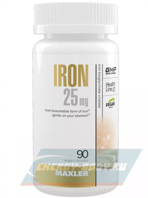 Минералы MAXLER Iron 25 mg 90 вегетарианских капсул