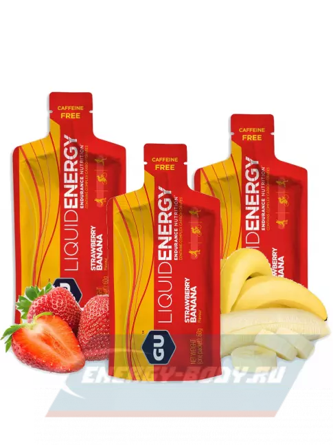 Энергетический гель GU ENERGY GU Liquid Enegry Gel no caffeine 3 саше x 60 g, Клубника-банан