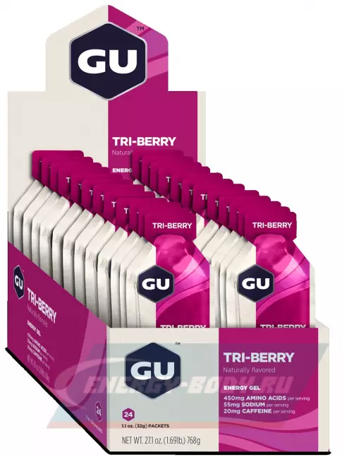 Энергетический гель GU ENERGY GU Original Energy Gel 20mg caffeine 24 x 32 г, Лесные ягоды
