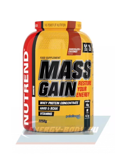 Гейнер NUTREND MASS GAIN 2250 г, Шоколад-Кокос