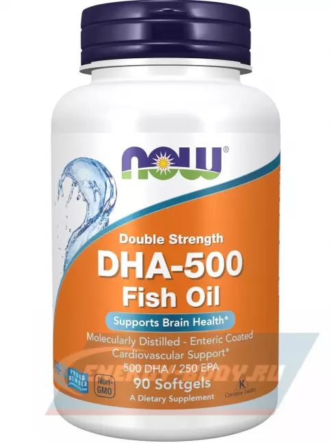 Omega 3 NOW FOODS DHA-500 mg Fish Oil 90 гелевых капсул