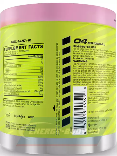 Предтерник Cellucor C4 Pre-Workout 470 г, Розовый лимонад