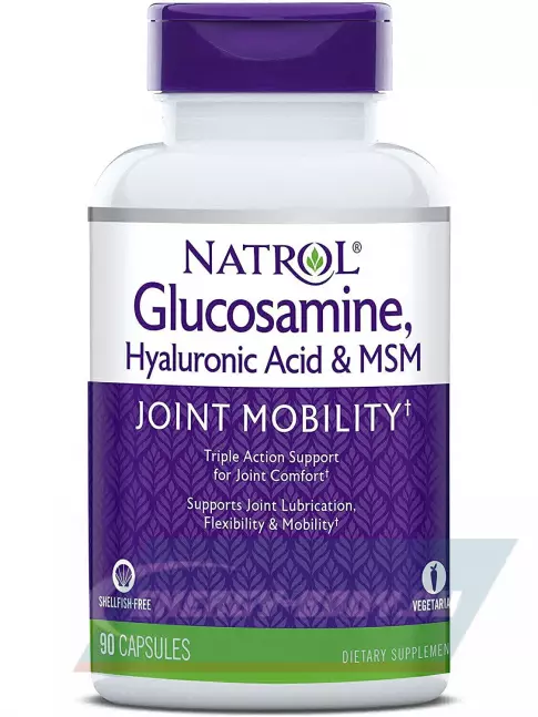 Суставы, связки Natrol Hyaluronic Acid MSM Glucosamine 90 капсул, Нейтральный
