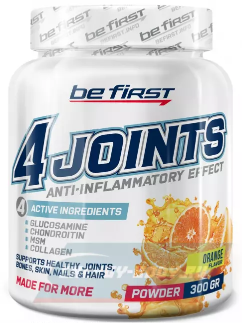 Суставы, связки Be First 4joints Powder 300 г, Апельсин