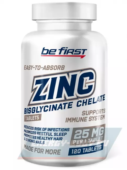 Be First Zinc bisglycinate chelate (цинка хелат бисглицинат) 120 таблеток Be First Zinc bisglycinate chelate (цинка хелат бисглицинат) 120 таблеток