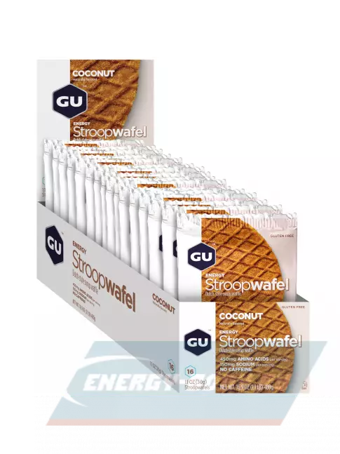 Батончик энергетический GU ENERGY GU ENERGY STROOPWAFEL no caffeine 16 x 32 г, Кокос